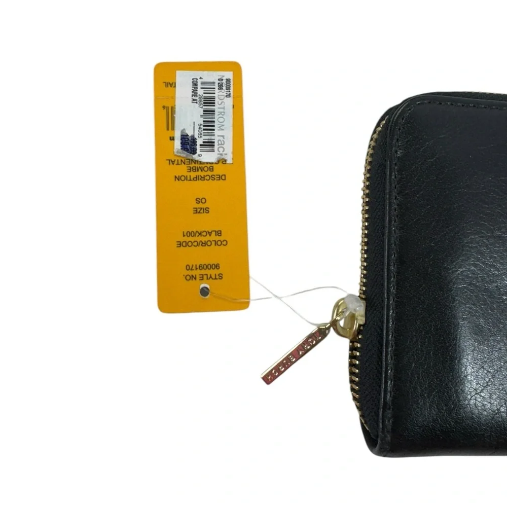 Tory Burch Bombe Zip Continental Black Leather Wallet